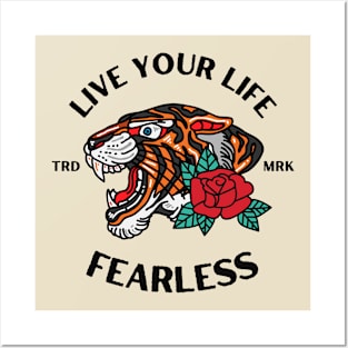 Fearless Tiger Head Tattoo Posters and Art